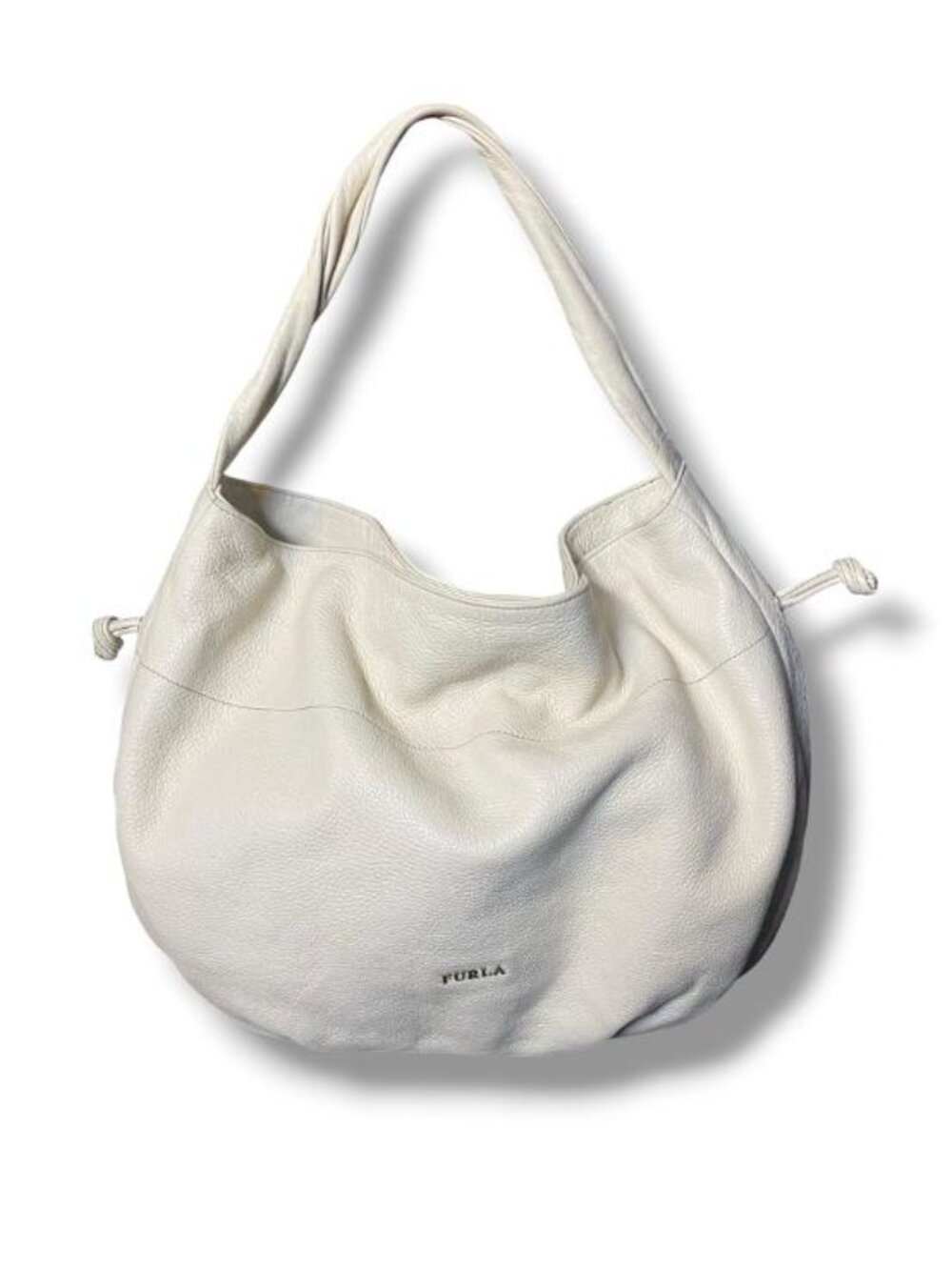 FURLA - CREAM LEATHER SNAP CLOSURE SHOULDER BAG - LARGE